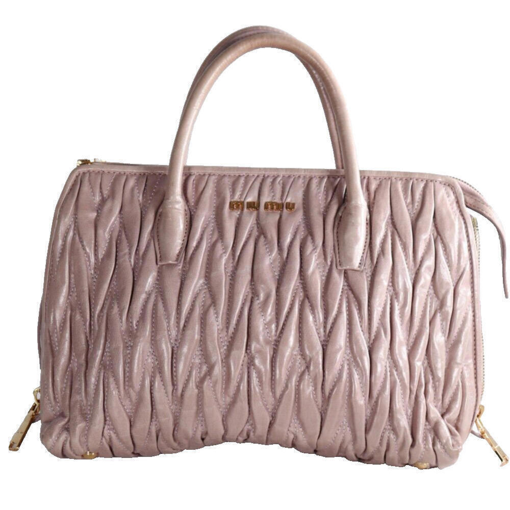 Miu Miu Women’s Medium Pink Cammeo Matelassé Shoulder Bag Nappa Top Handle Purse